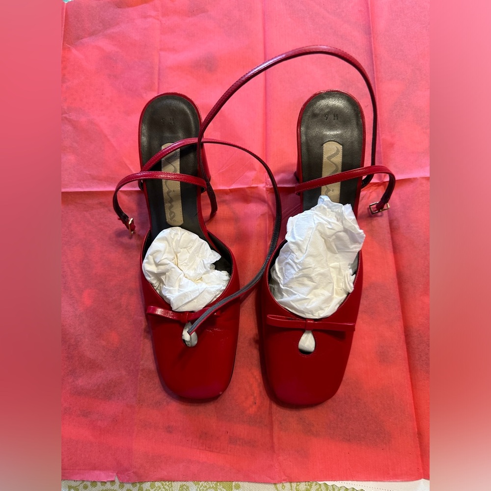 Nina Red Ankle-Strap Closed-Toe Pump
